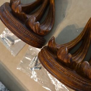 7" Victorian Neoclassical Ornate Solid Hard Woodcarved Wooden Corbel Shelves